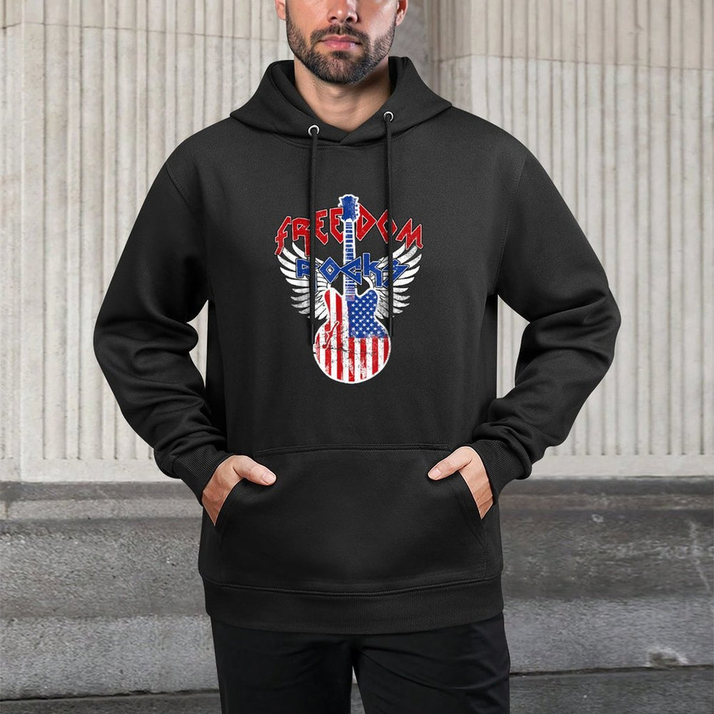 Freedom Rocks 4th of July Patriotic USA Rocks Guitar Layering Staple Hoodie