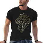 Lion Geometric Abstract Gold Lion Polygonal  Slim-fit Cut T-Shirt
