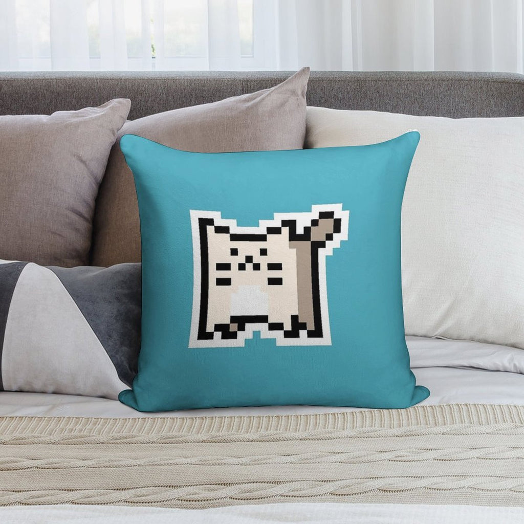 White Pixel-Cat Soft Home Decor Throw Pillow