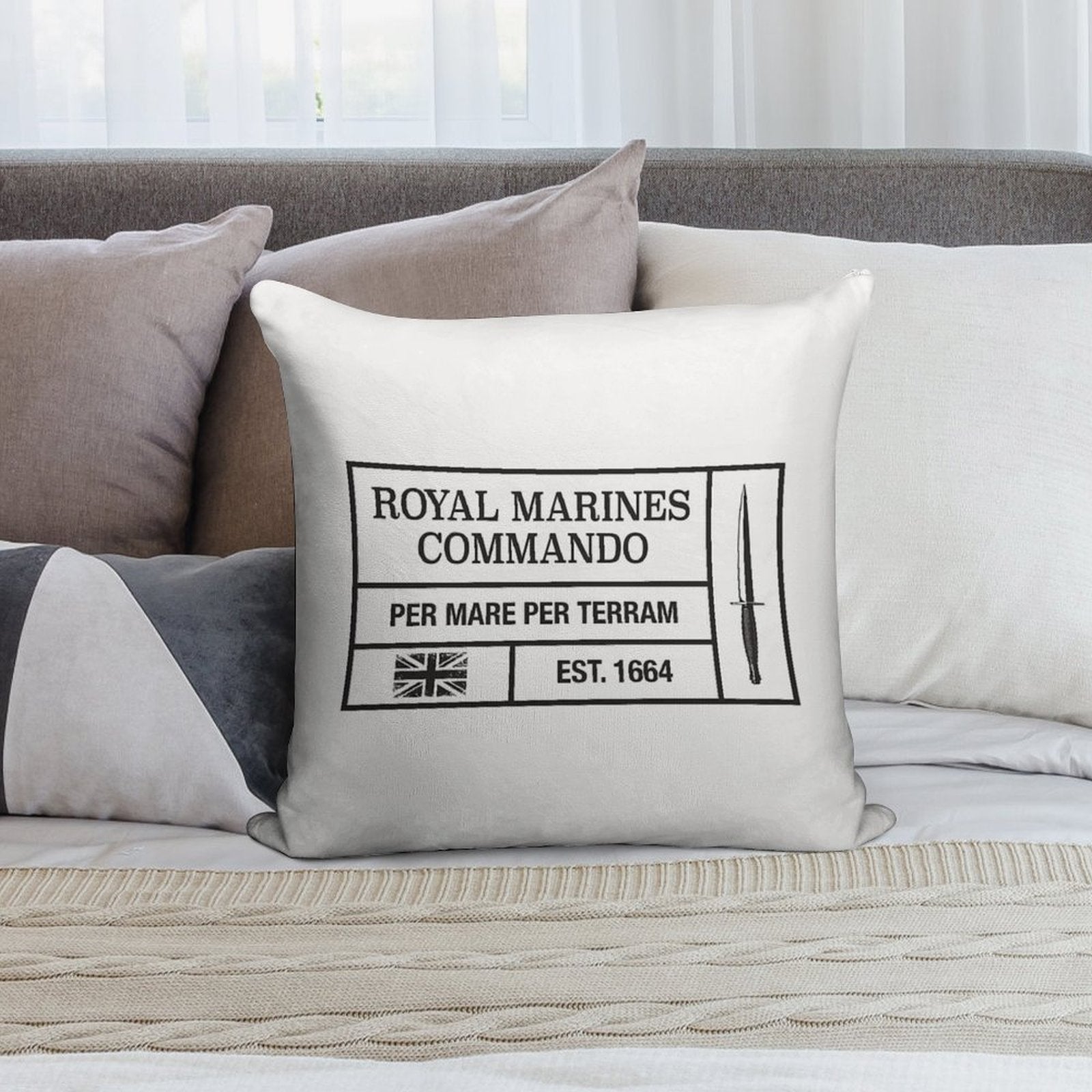 Royal Marines Commando Moto Per Mare Per Terram Soft Anti-Pilling Throw Pillow