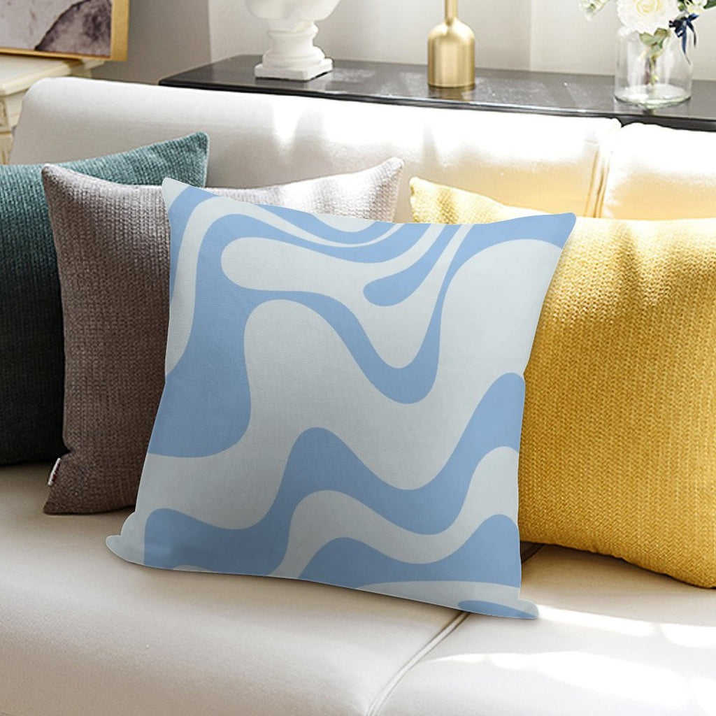 Retro Liquid Swirl Abstract Pattern 3 in Powder Blue Soft Gift Ready Throw Pillow
