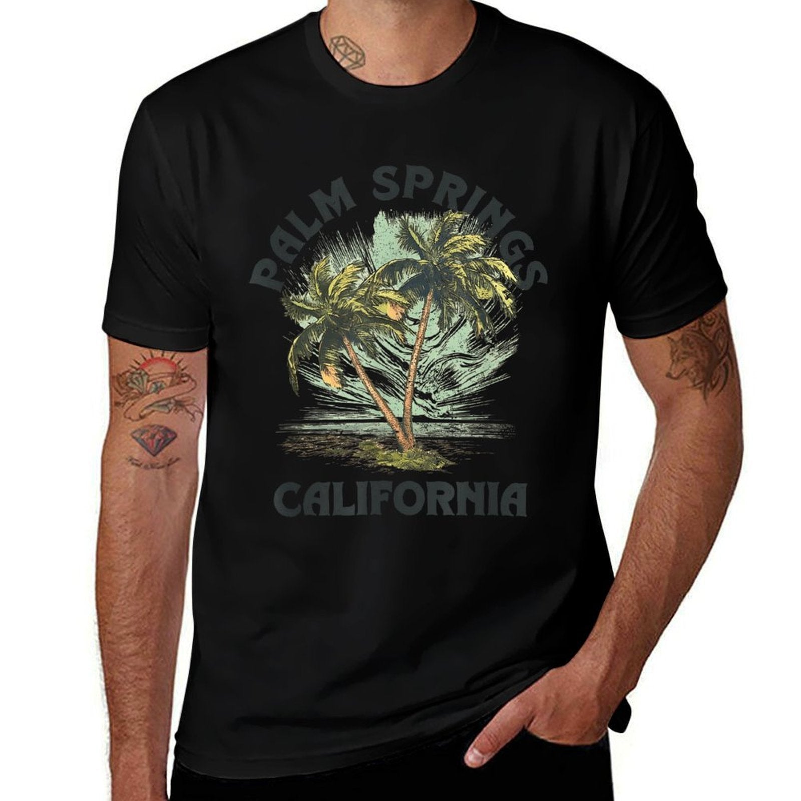 Palm Springs California Palms Vintage Beach  Relaxed-fit T-Shirt