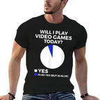 Will I Play Video Games Today Funny Gamer Gaming  Polyester Blend T-Shirt