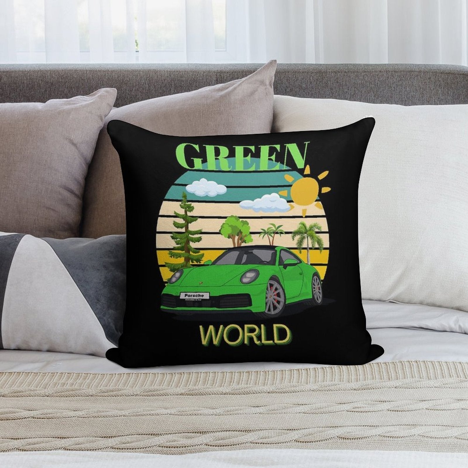 GREEN Soft High-Density Material Throw Pillow