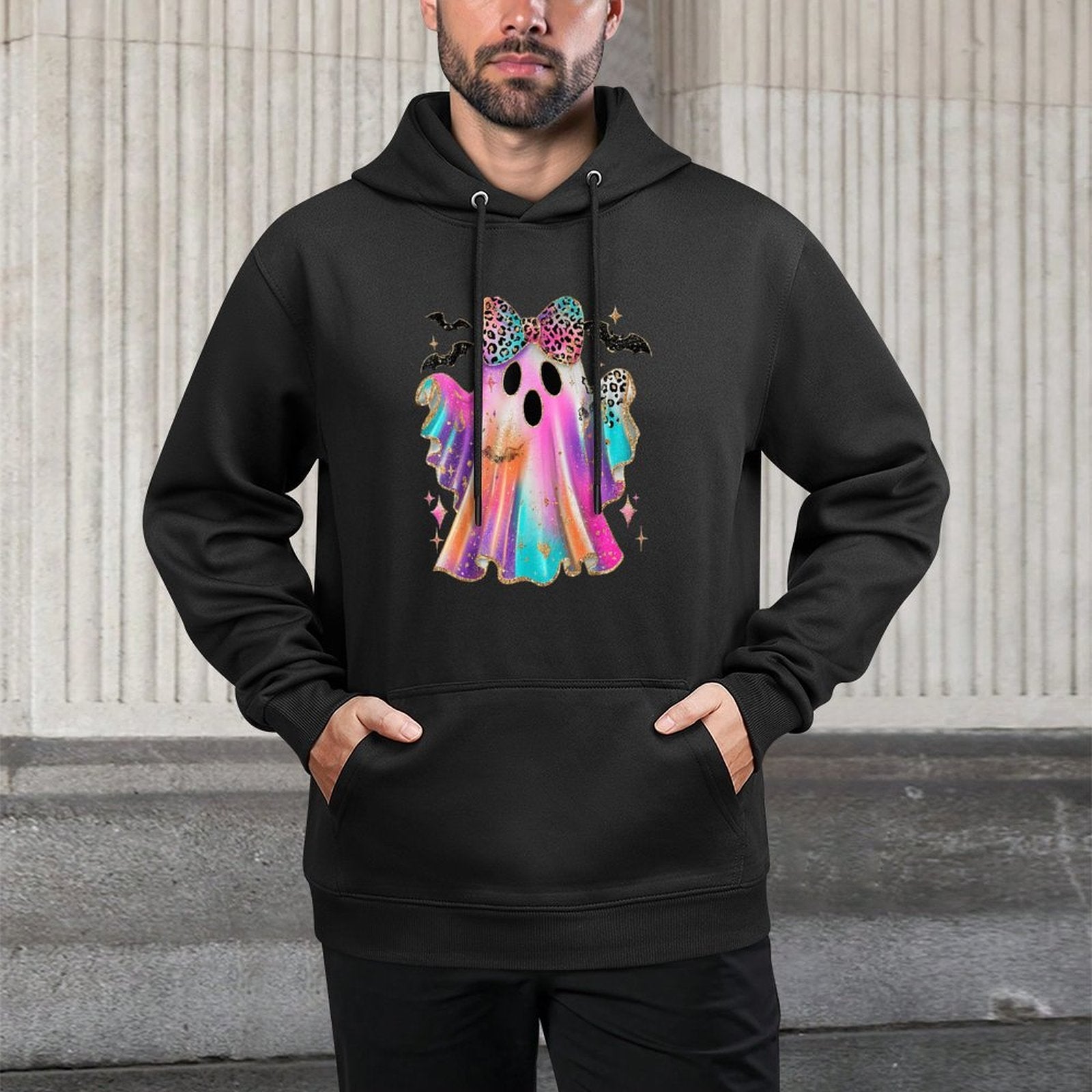 Leopard Coquette Ghost Halloween Spooky Season Fall Autumn Adjustable Hood Hoodie