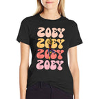 Zoey Retro Name Yoga Hobby  Soft T-Shirt