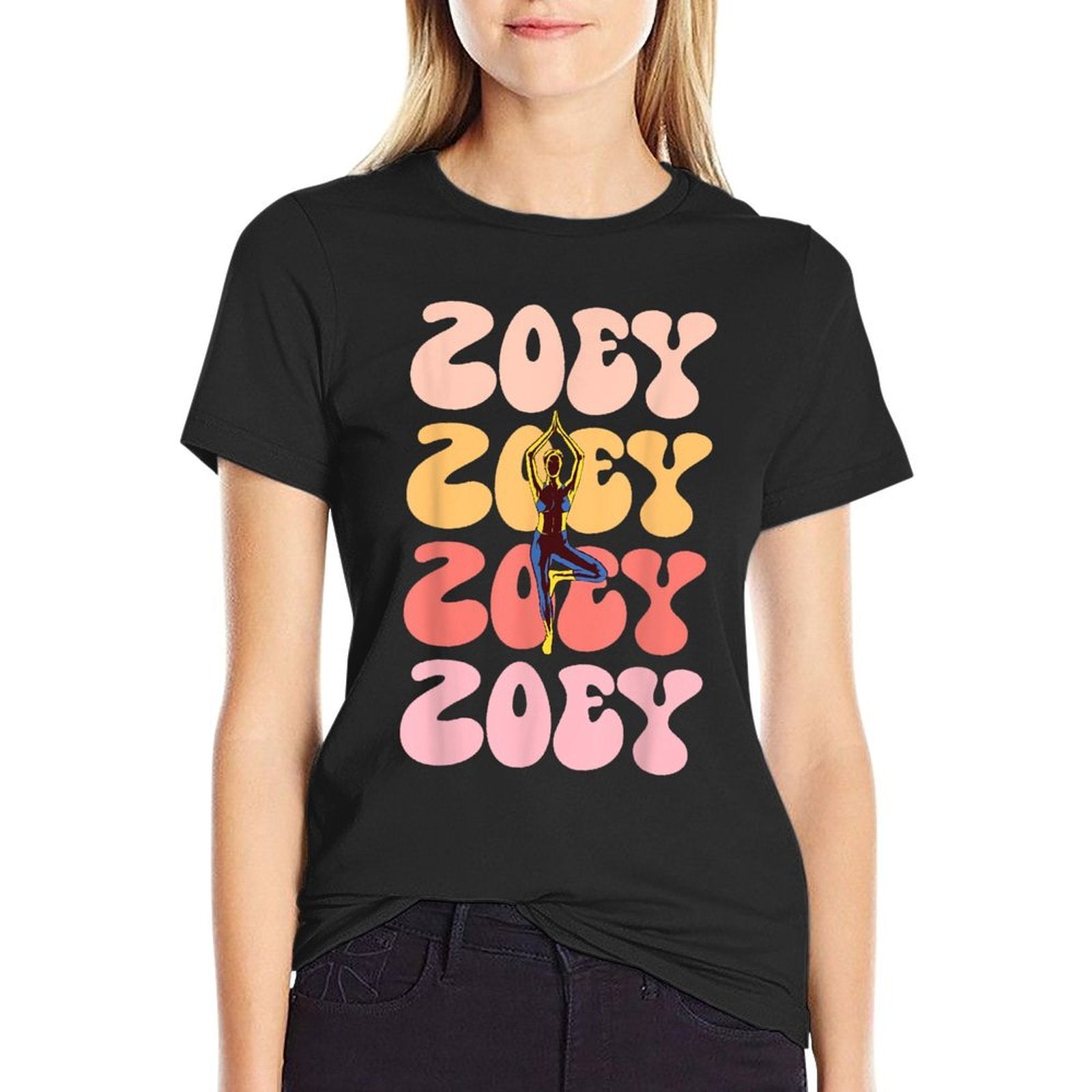 Zoey Retro Name Yoga Hobby  Soft T-Shirt