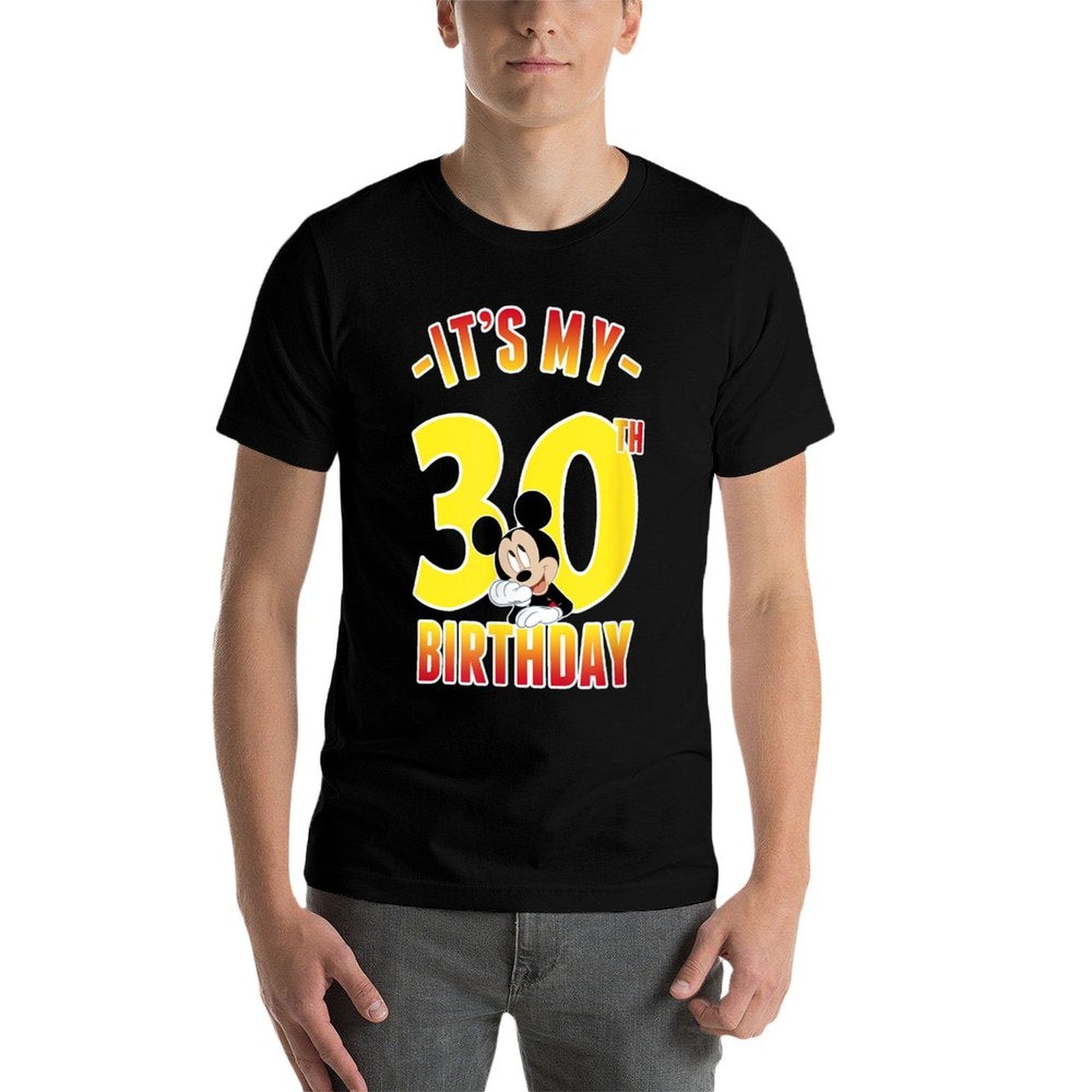 Disney Mickey Mouse It's My 30th Birthday Gradient Portrait  Heathered Texture T-Shirt