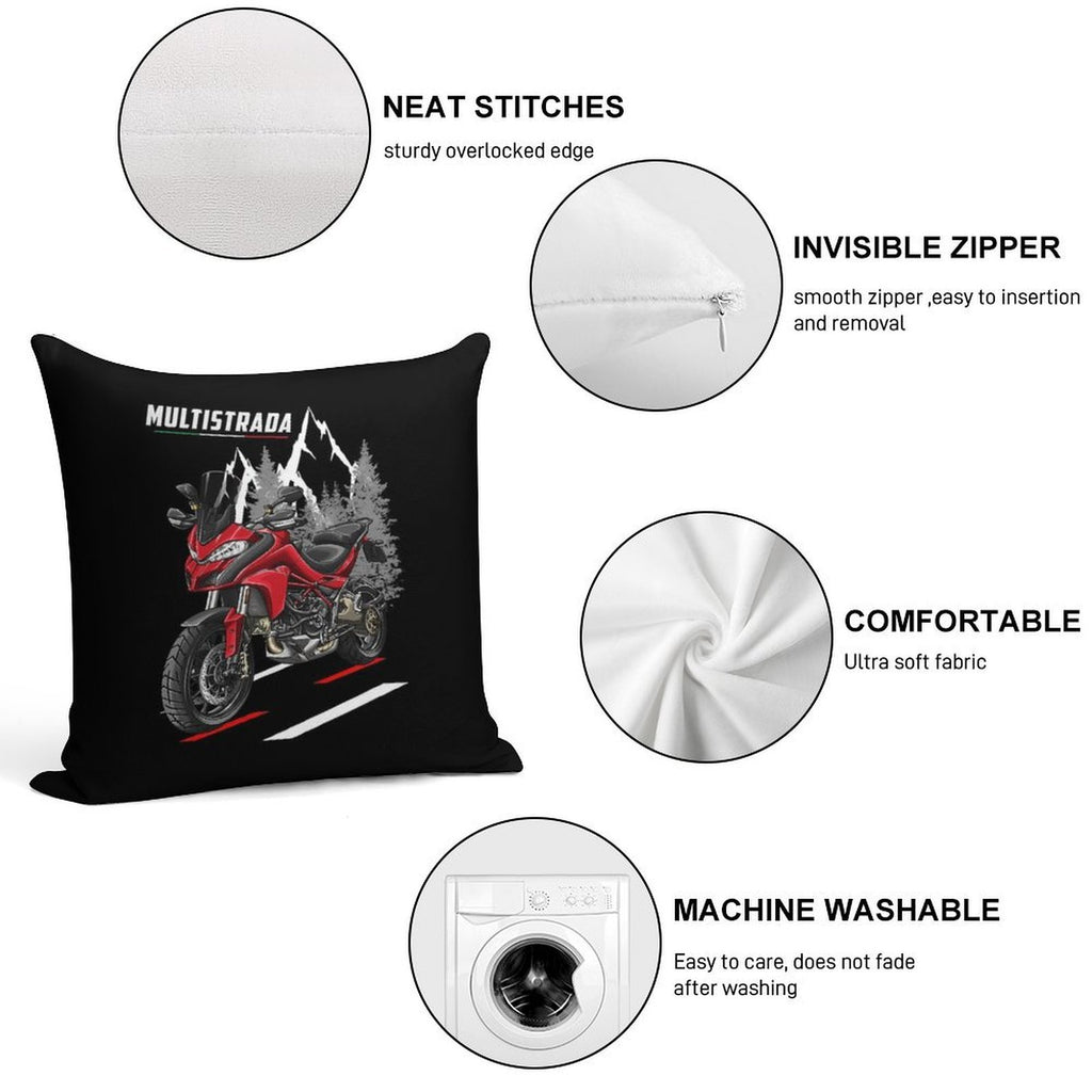 Ducati Multistrada 1200 (Ducati Red) for Motorcycle Riders Soft Easy Maintenance Throw Pillow
