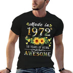 Sunflower 50th Birthdays for Women, Floral Best of 1972  Soft T-Shirt