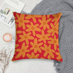 Daisy Time Retro Floral Pattern in Orange And Red Soft Gift Ready Throw Pillow