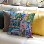 Cheetah at The Swimming Pool in Palm Beach Soft Luxury Feel Throw Pillow