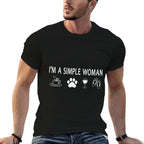Cute Im A Simple Woman Coffee Dog Paw Wine And Flip Flops  Stretchy T-Shirt