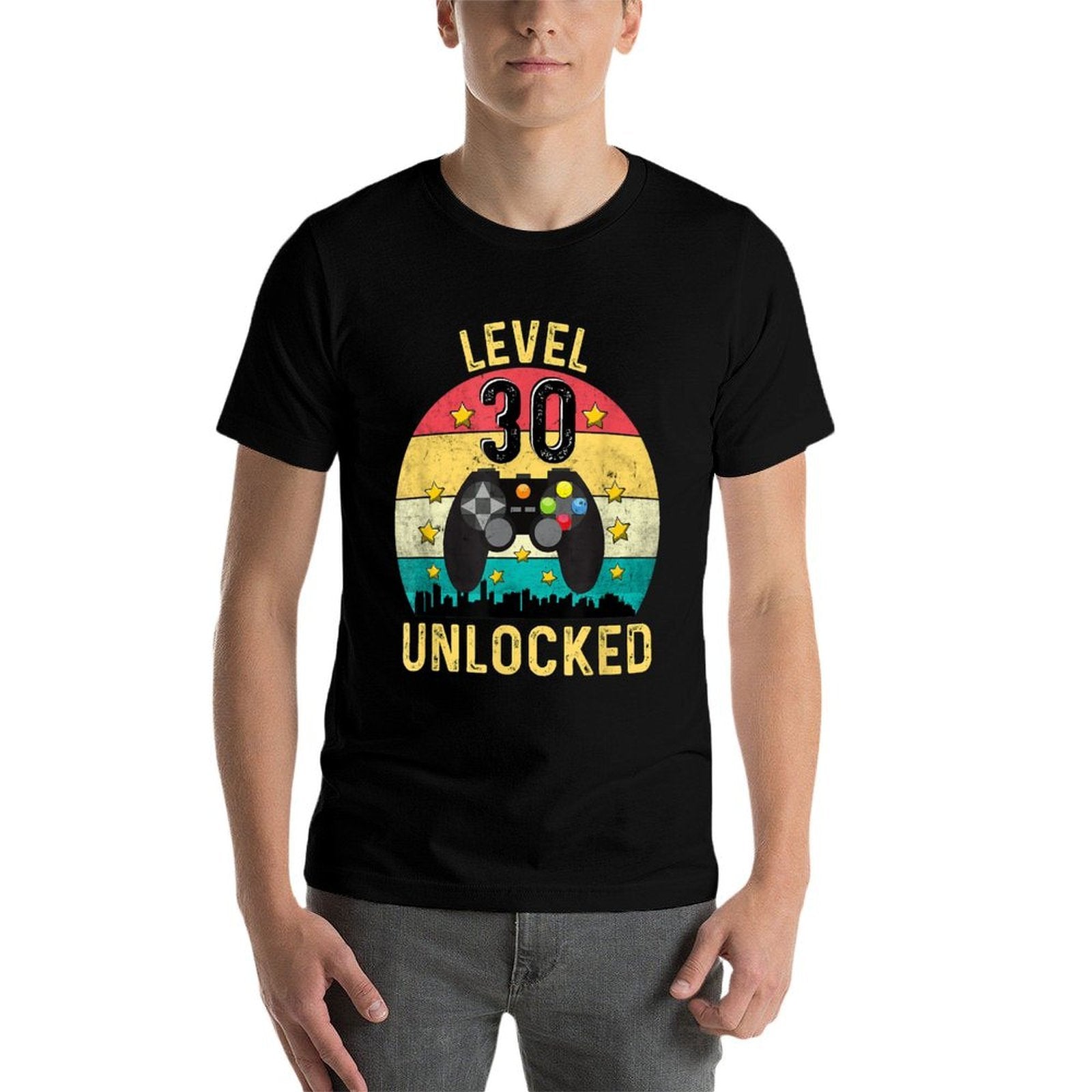 Level 30 Unlocked Video Gamer 30th Birthday  Rolled Sleeves T-Shirt