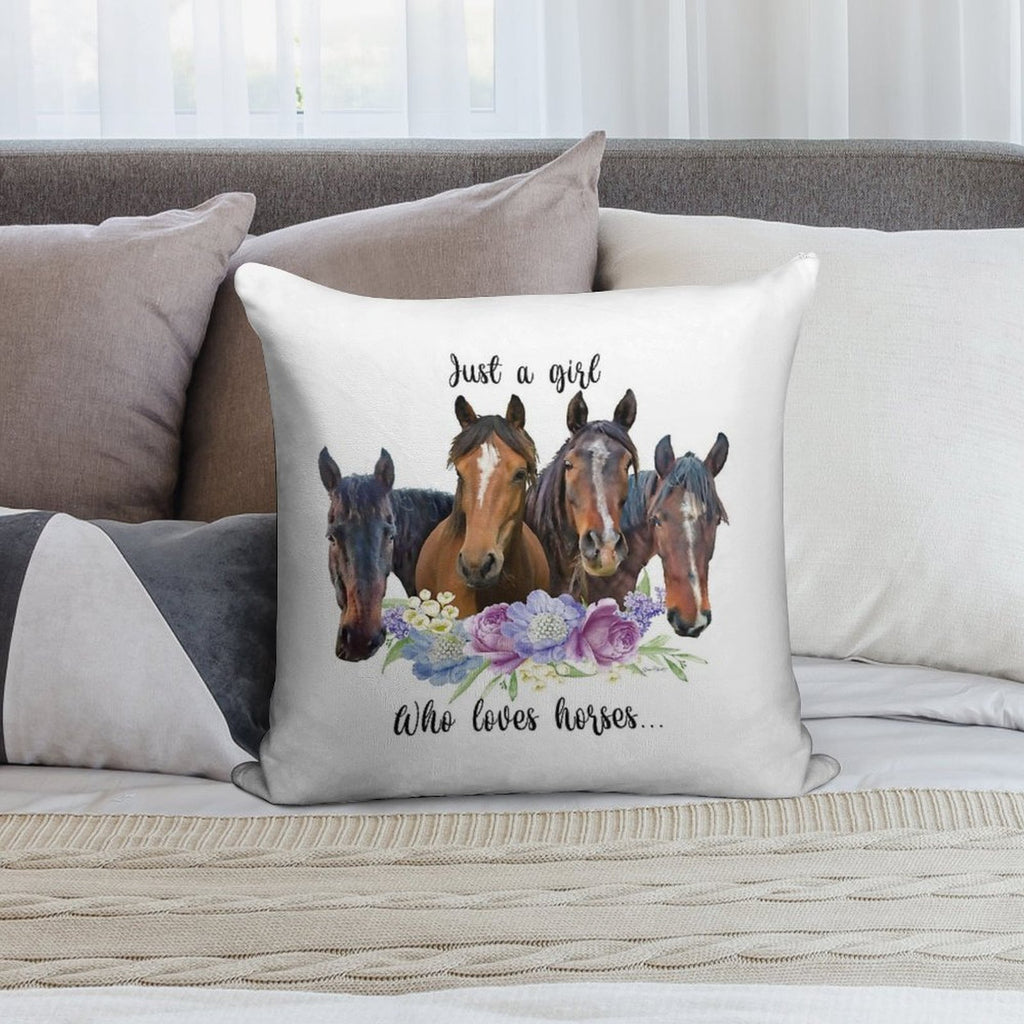 Just A Girl Who Loves Horses A Soft Warmth Comfort Throw Pillow