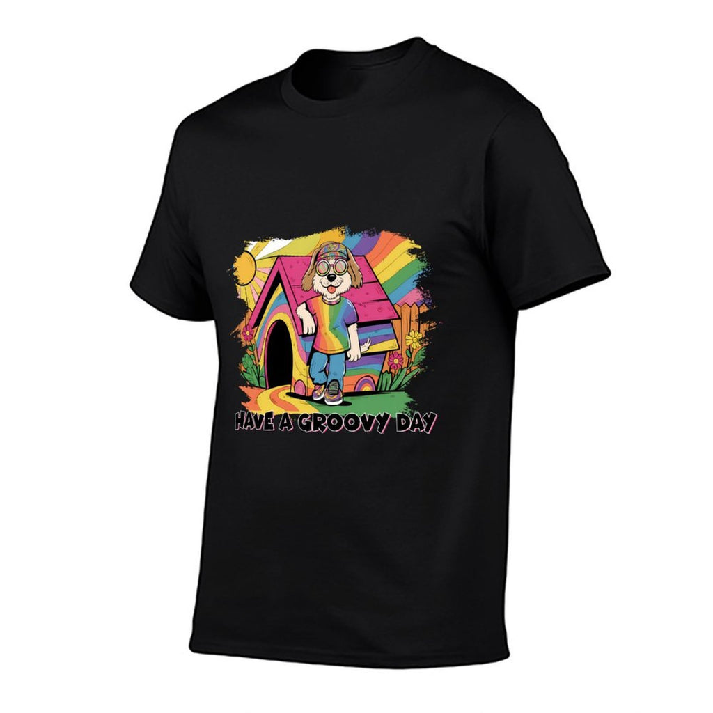 Groovy Day Dog Rainbow House Peaceful Summer Graphic Sweatshirt  Lightweight T-Shirt