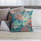 Teal Coral Reef Pattern Soft Multiple Sizes Throw Pillow