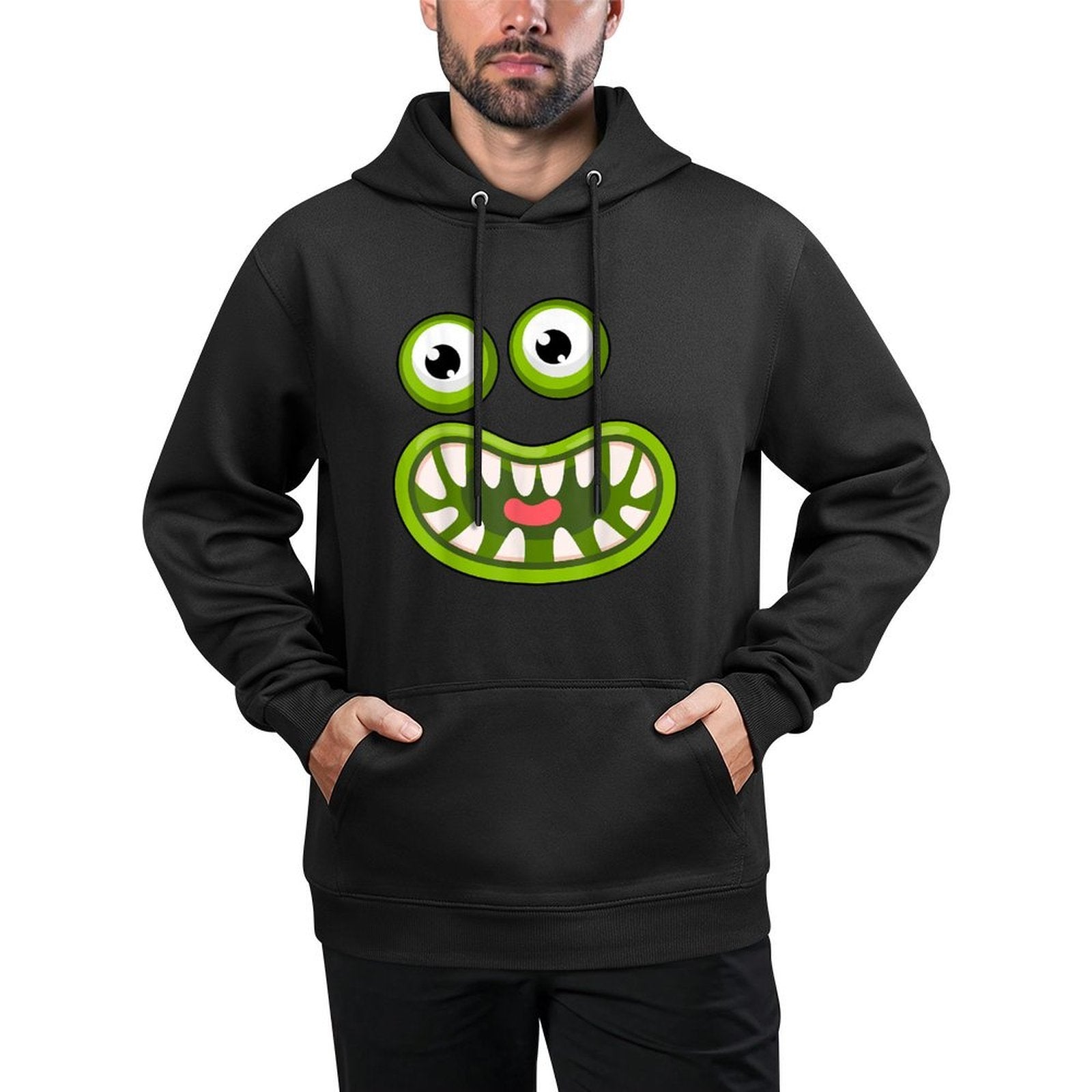 Funny Green Big Mouth Monster Easy Halloween Costume Durable Construction Hoodie