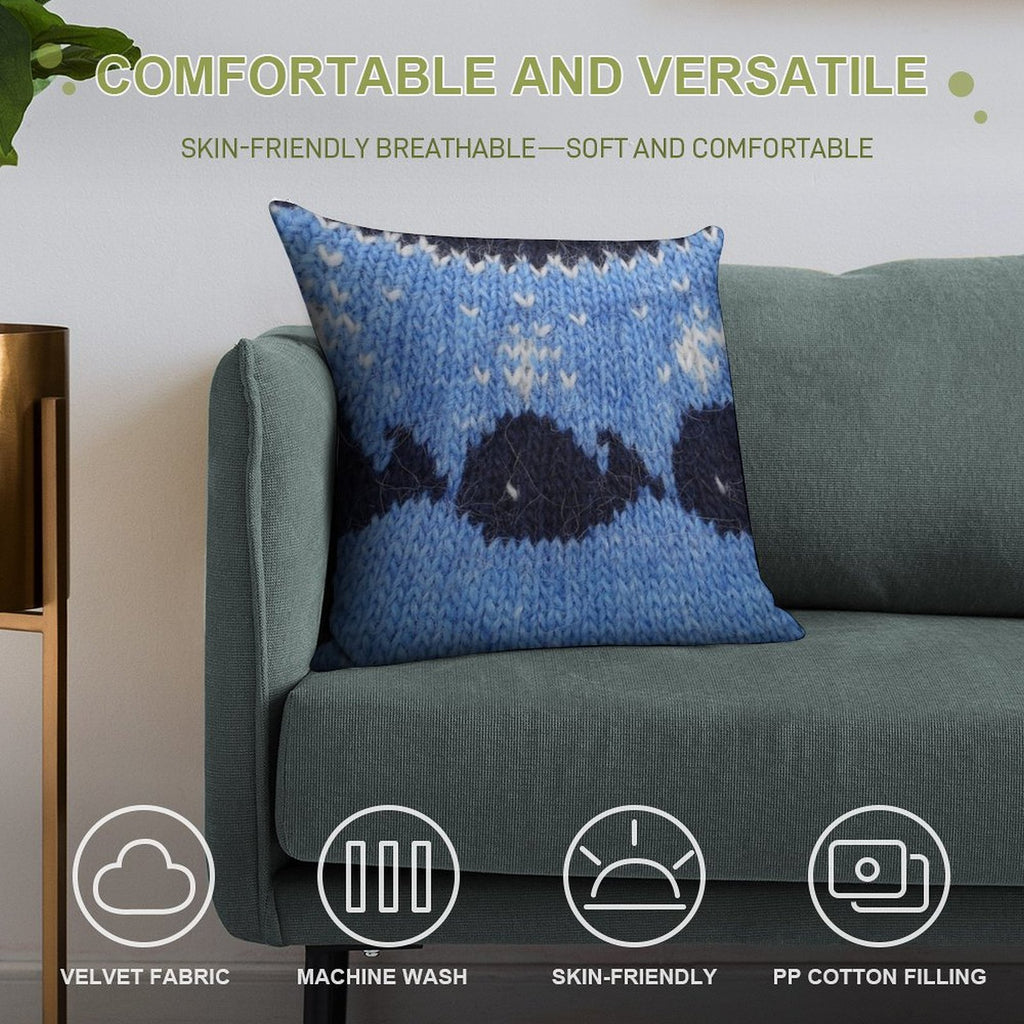 Icelandic Sweater Pattern - Whales Soft Home Decor Throw Pillow