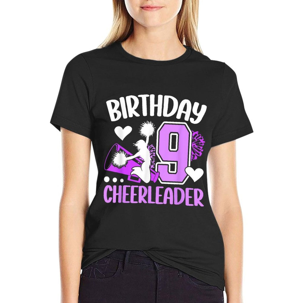 9th Cheer Birthday Party 9 Year Old Cheerleader  Durable T-Shirt