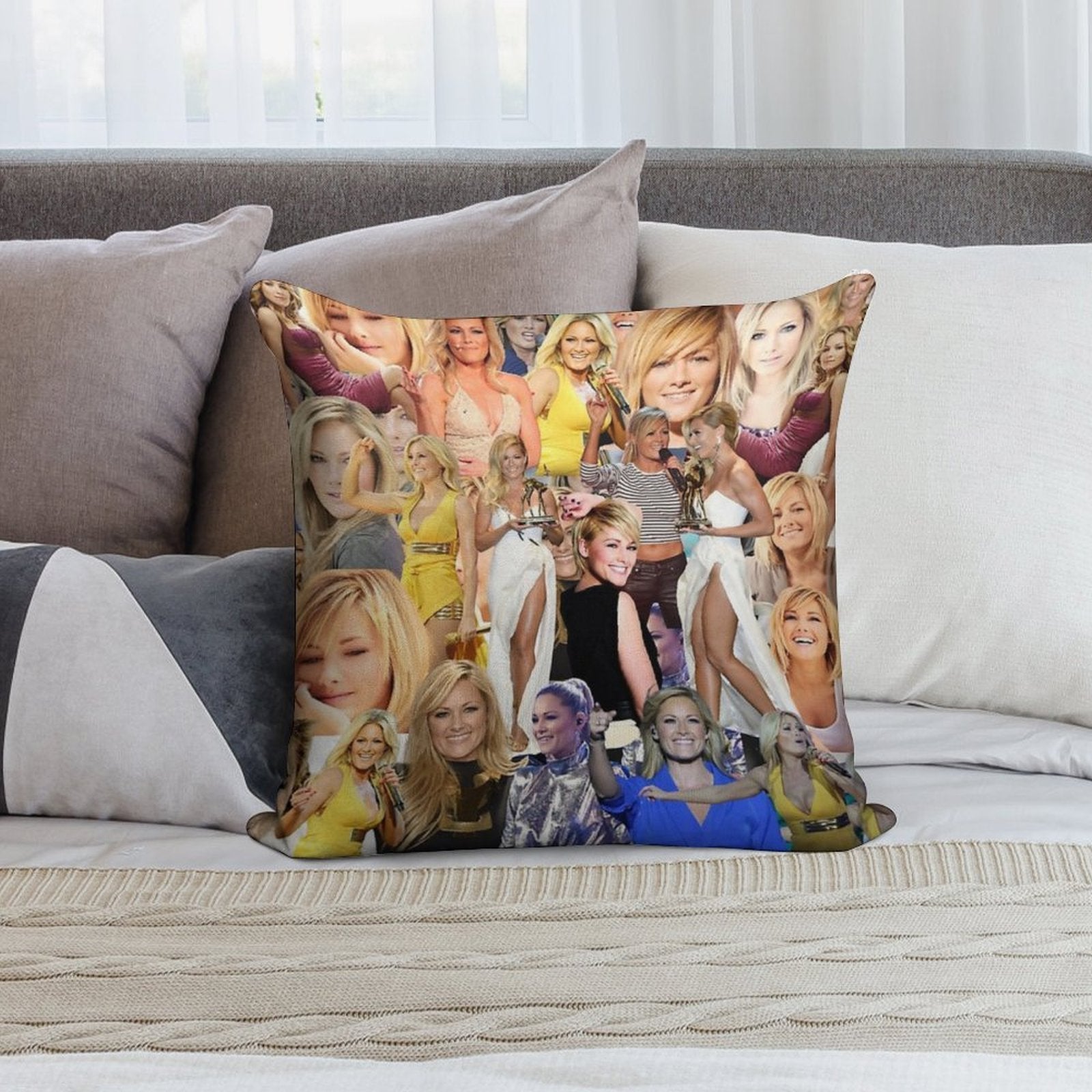 Helene Fischer German Singer Abstract Collage Pattern Soft Bedroom Essential Throw Pillow
