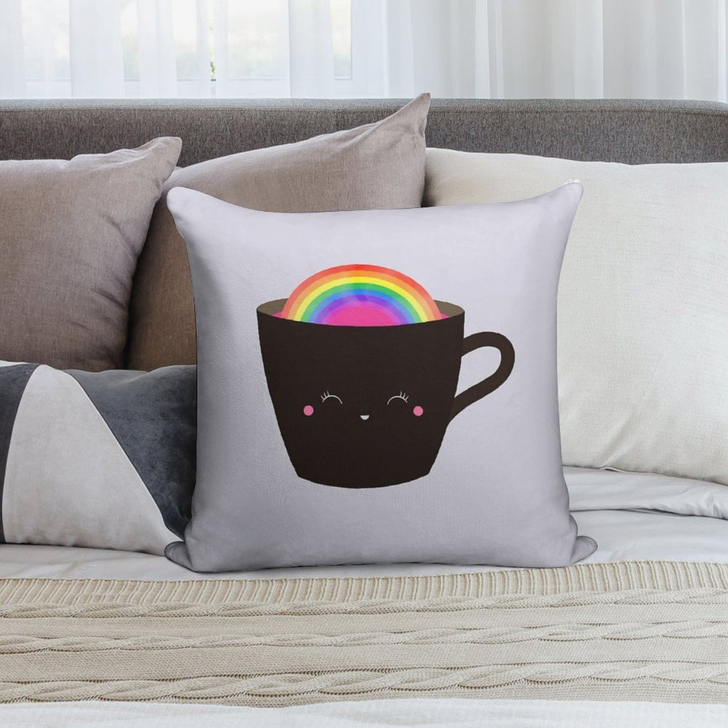 Rainbow in My Cup Soft Warmth Comfort Throw Pillow