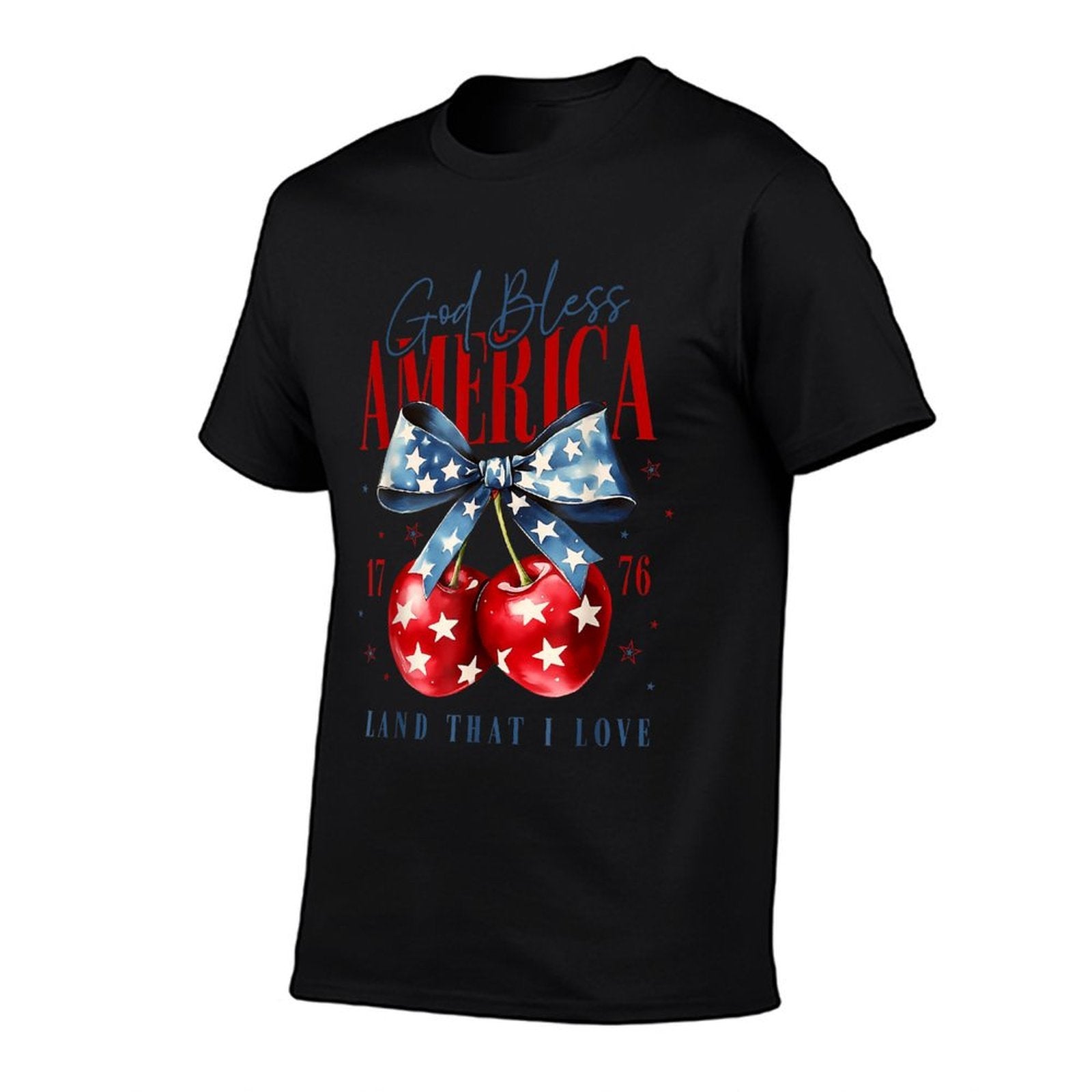 God Bless America Patriotic Cherries 4Th July Usa  High-quality Stitching T-Shirt