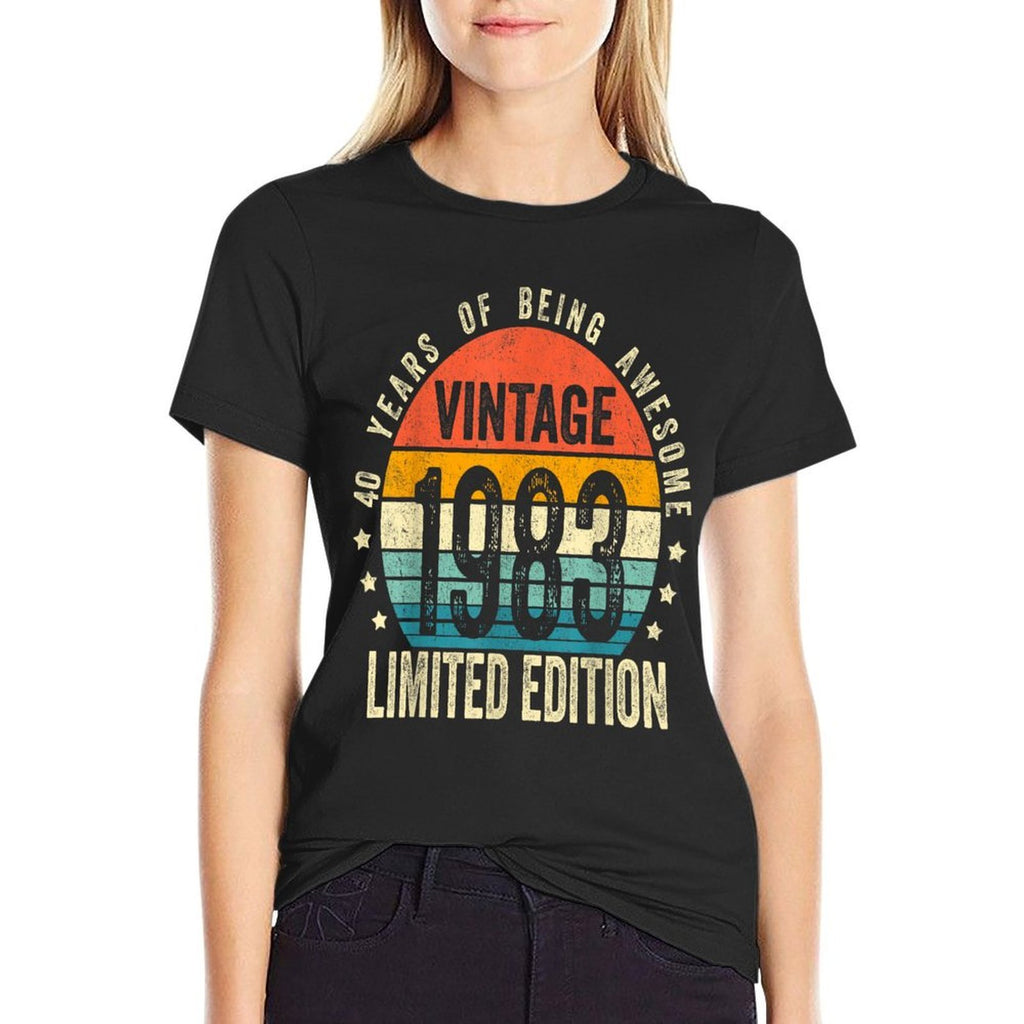 Vintage 1983 Limited Edition 40 Year Old Gifts 40th Birthday  Ribbed Collar T-Shirt
