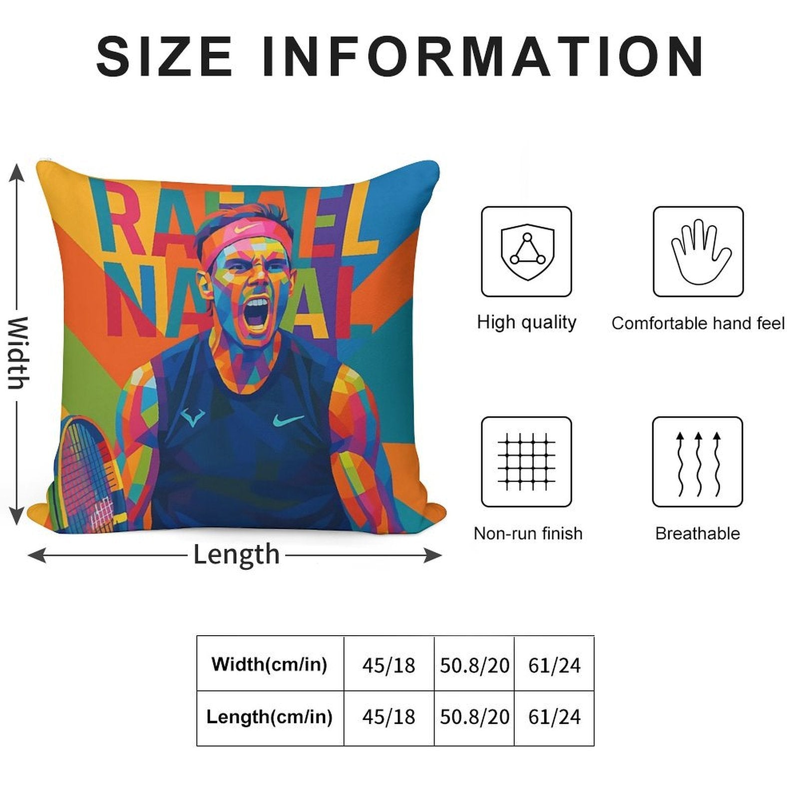 Pop Art Rafael Nadal Soft Fade-Resistant Throw Pillow