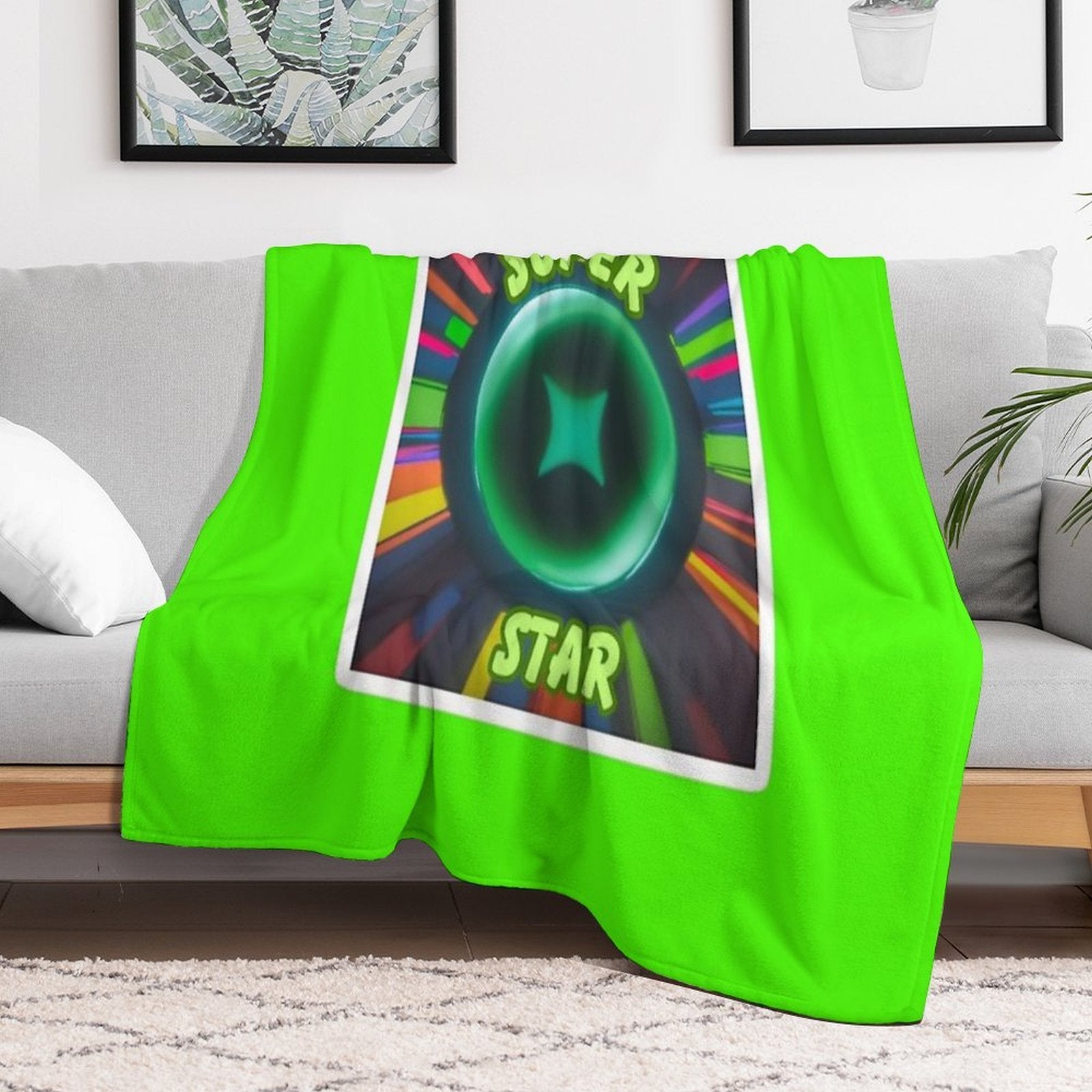 Super Star Neon Design Compact Throw Blanket