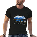 Alaskan Bear with Lake  Mountain Souvenir  Wrinkle-resistant T-Shirt