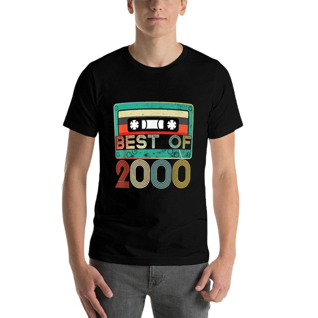 21st Birthday - Vintage 2000 - 21 Years Cassette Tape  Ribbed Collar T-Shirt