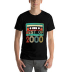 21st Birthday - Vintage 2000 - 21 Years Cassette Tape  Ribbed Collar T-Shirt