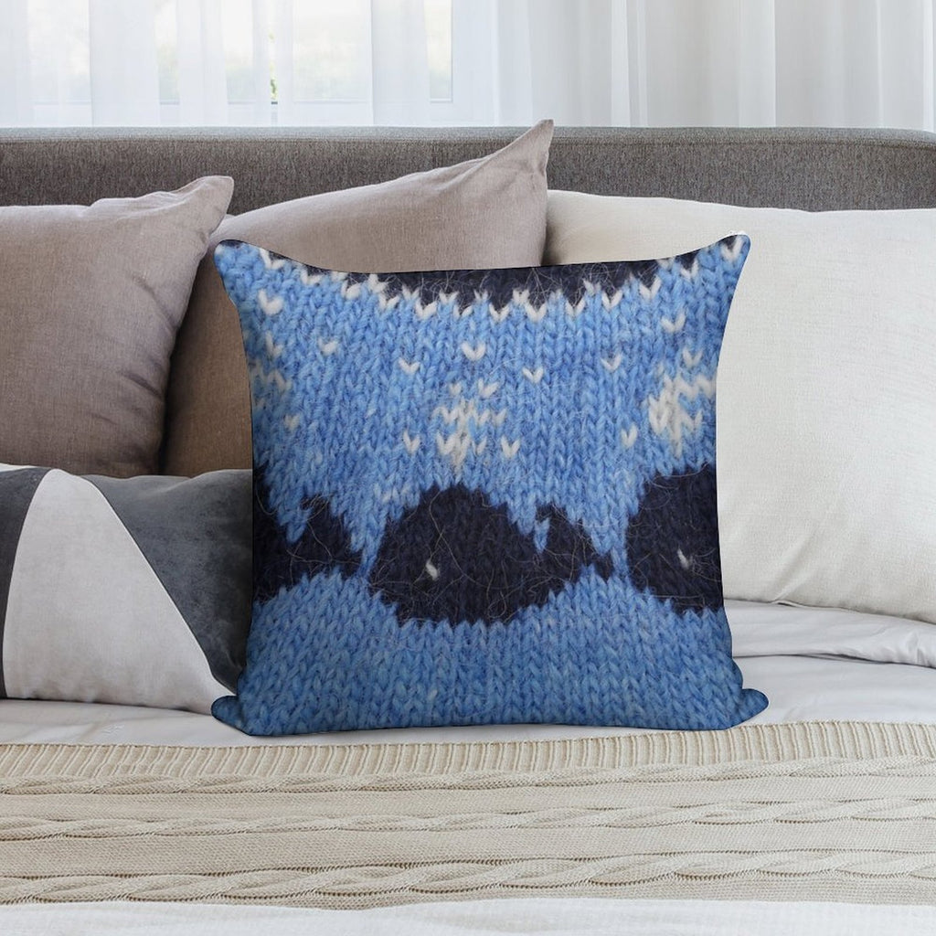 Icelandic Sweater Pattern - Whales Soft Home Decor Throw Pillow