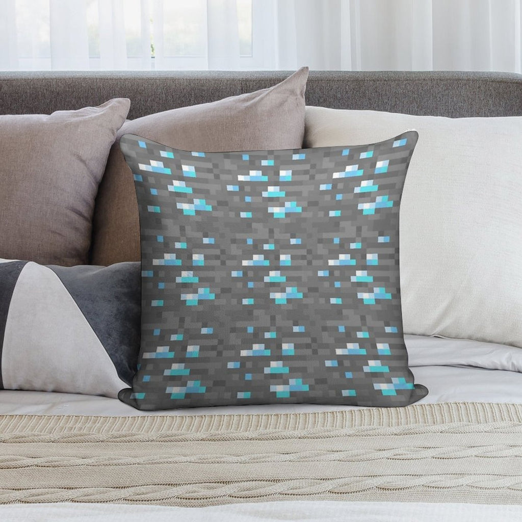 Minecraft Diamond Block Funny Meme Pixel Art Soft Bedroom Essential Throw Pillow