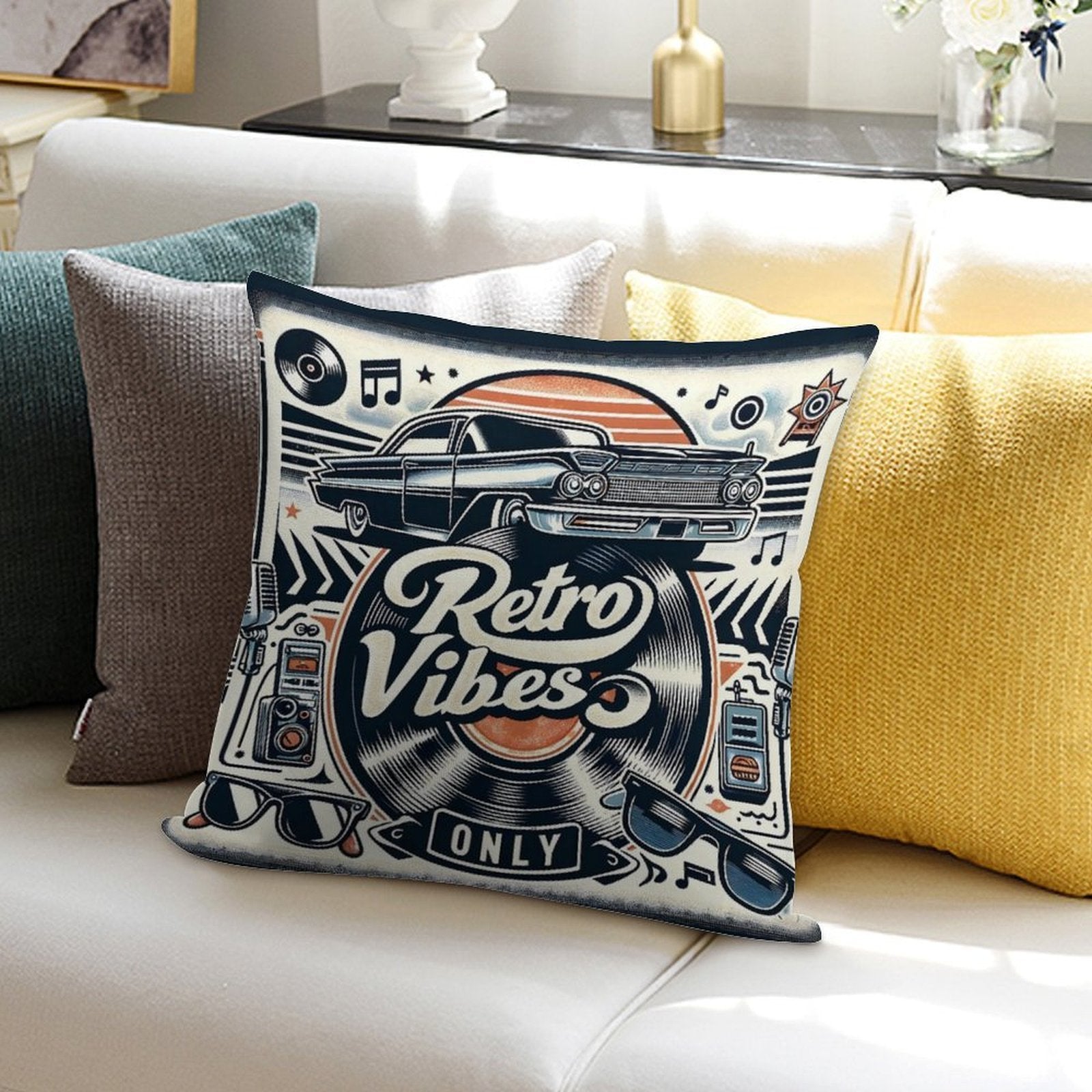 Retro Vibes Soft Multiple Sizes Throw Pillow
