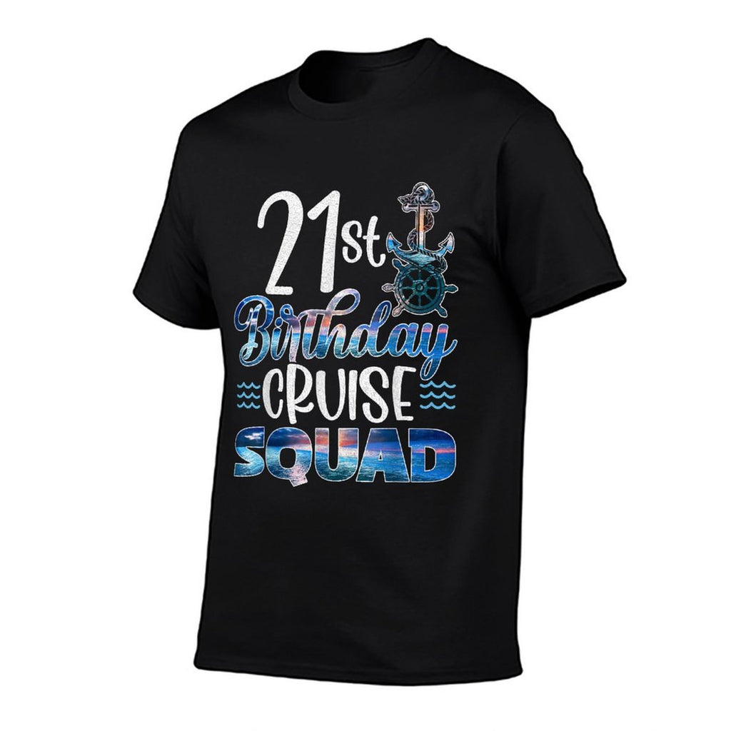 21st Birthday Squad Cruise Birthday Trip Cruise Birthday  Rolled Sleeves T-Shirt