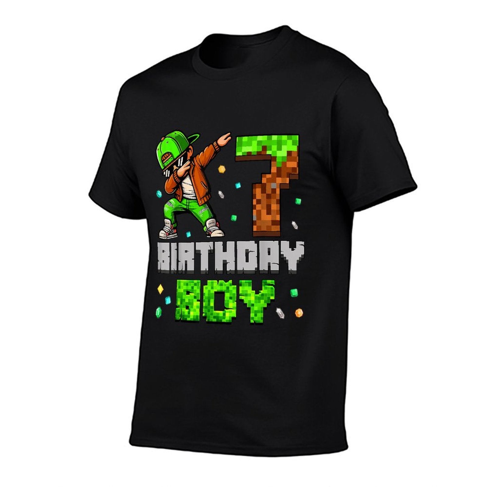 Birthday Boy Its My 7th Birthday Pixel Dabbing 7 Year Old  Affordable Price T-Shirt