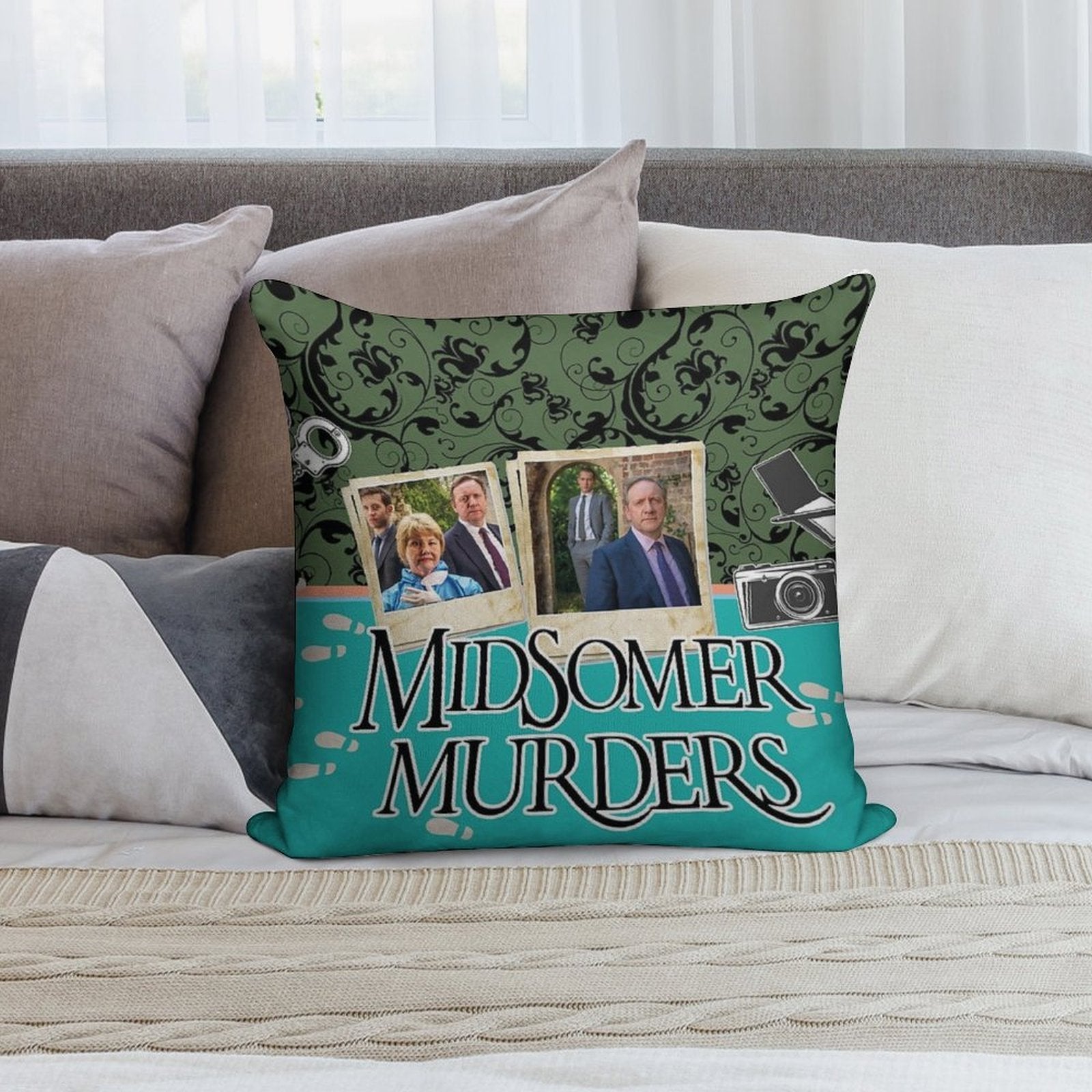Midsomer Murders with Inspector Barnaby, Crime Series Soft Home Decor Throw Pillow