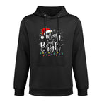 Merry And Bright Lights Red Santa Hat Xmas Family Men Women Colorfast Hoodie