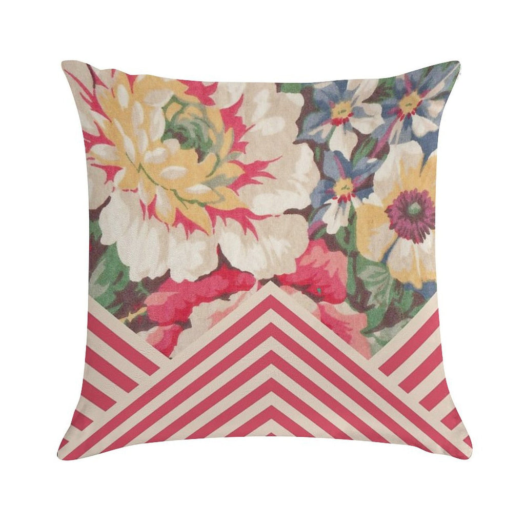 Candy Floral Chevron Soft Durable Construction Throw Pillow