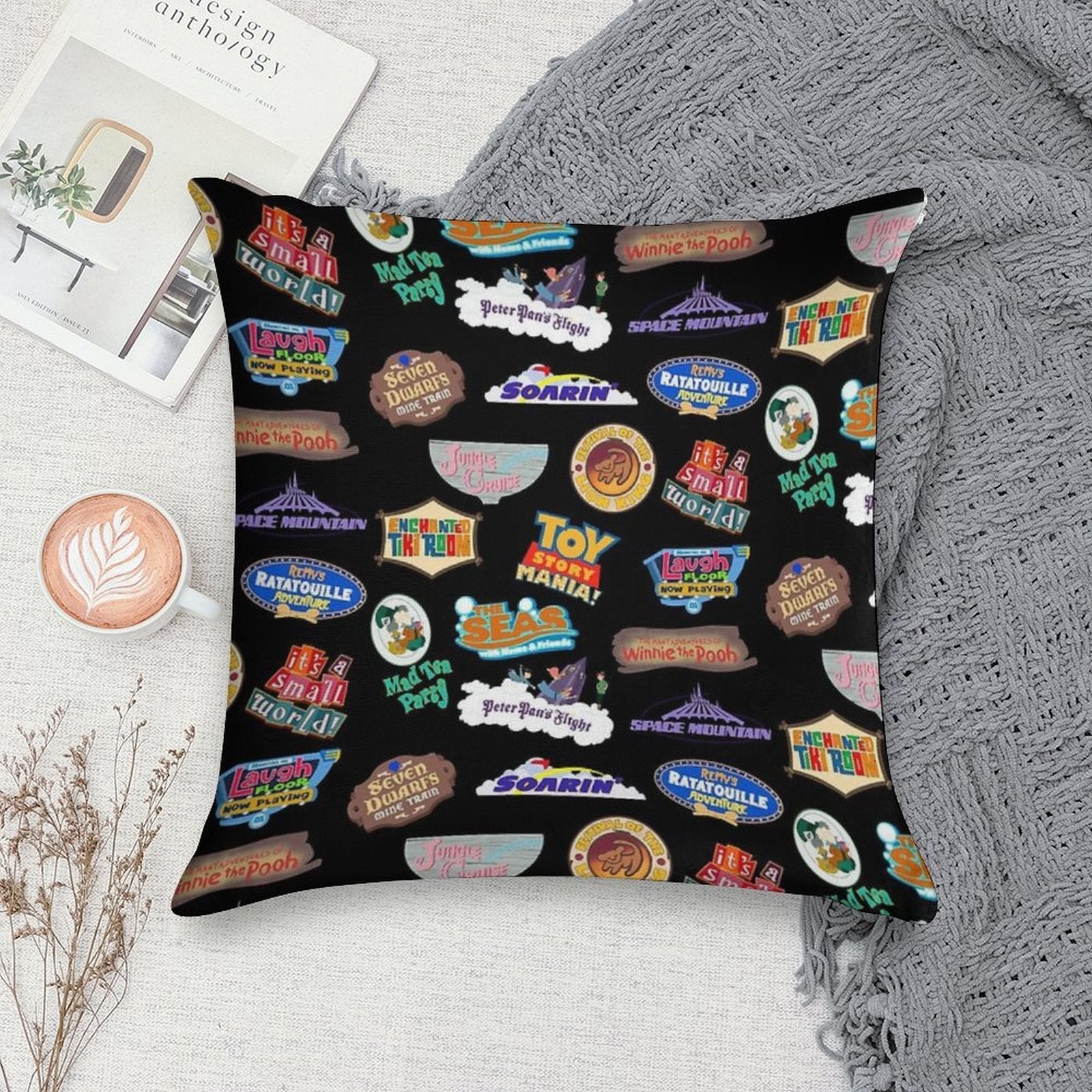 Theme Park Attraction Collage Soft Ultra-Soft Texture Throw Pillow