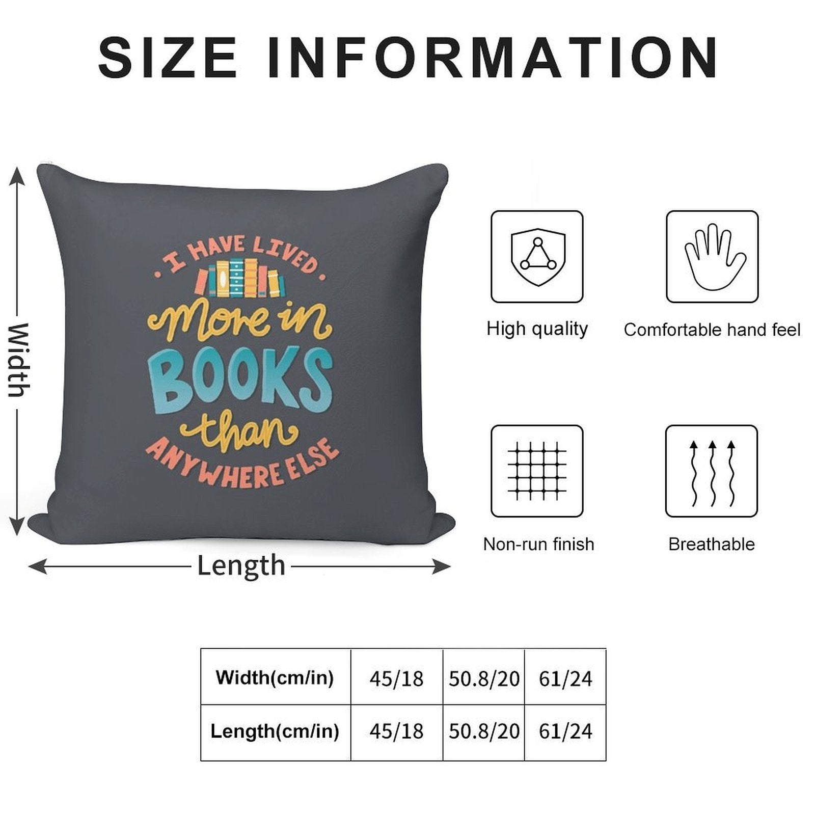 Live In Books - Bookish Quote Soft Multiple Sizes Throw Pillow