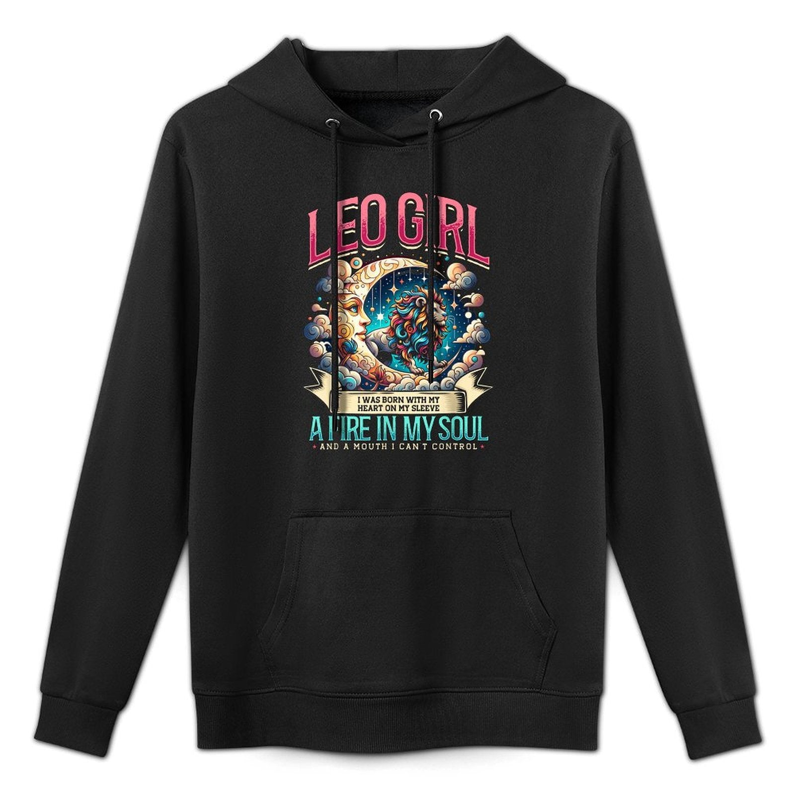 Leo Zodiac Sign Moon Astrology Star Sign, Leo Girl Kangaroo Pocket Hoodie