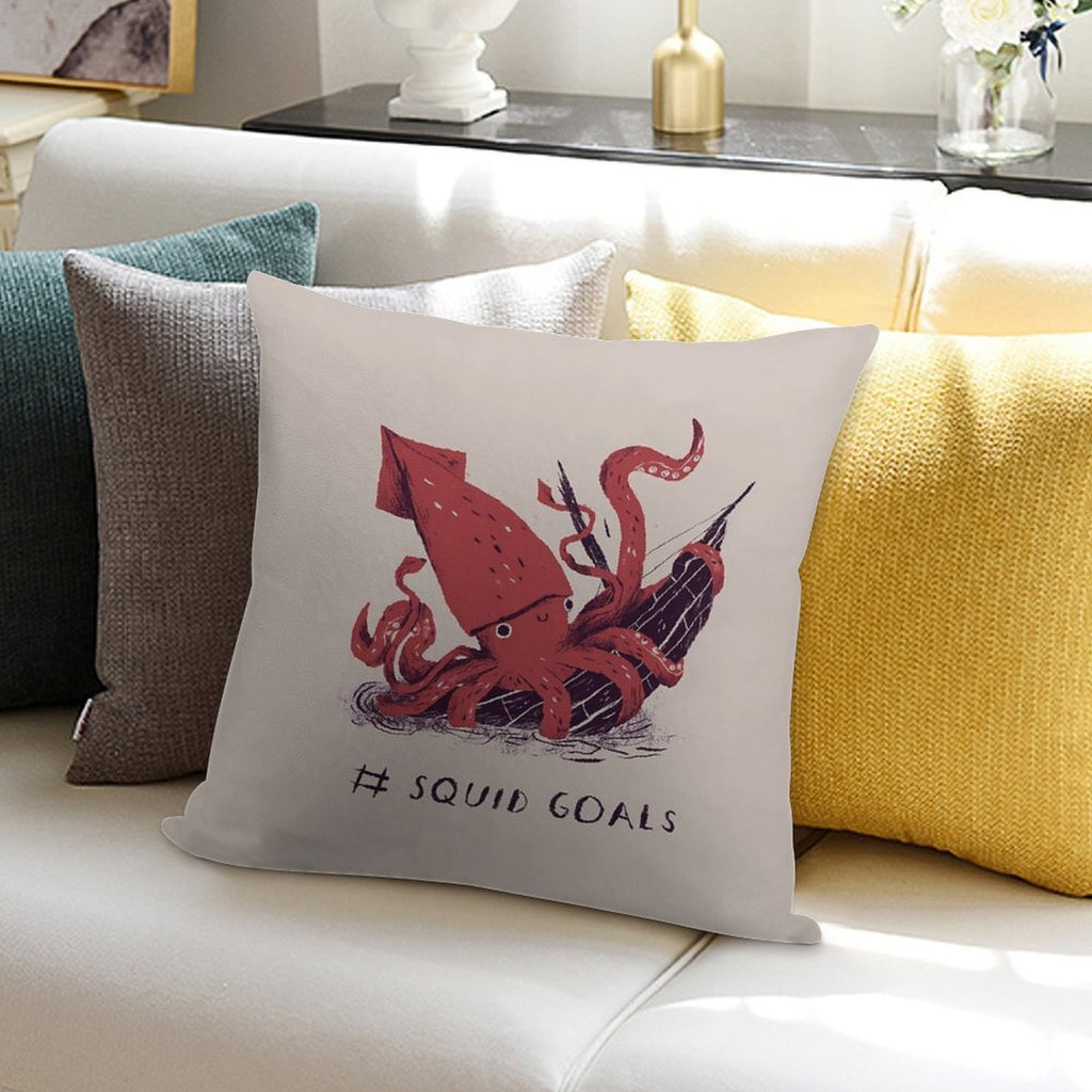Squid Goals Soft Reinforced Edging Throw Pillow