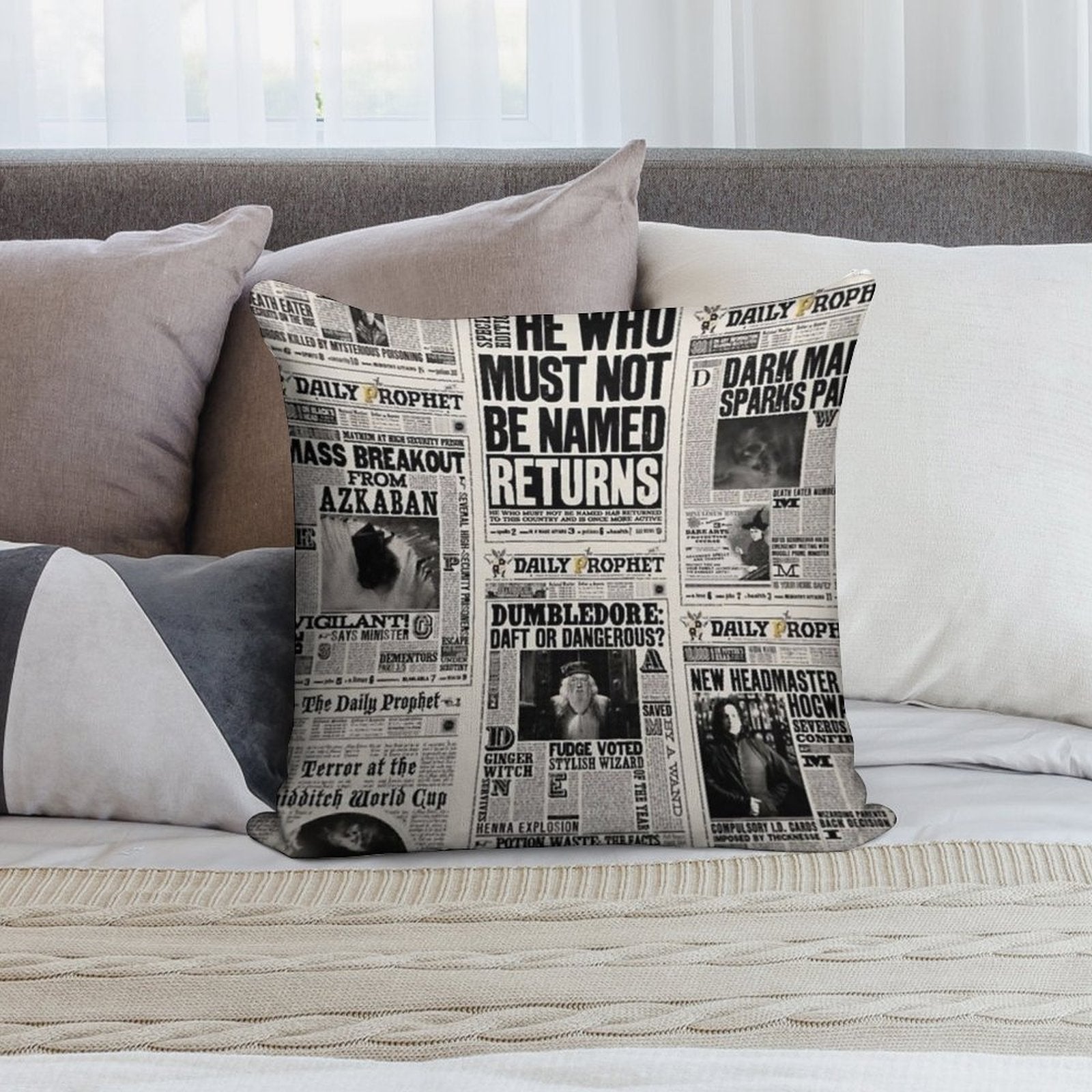 Fantasy Newspaper Soft Luxury Feel Throw Pillow