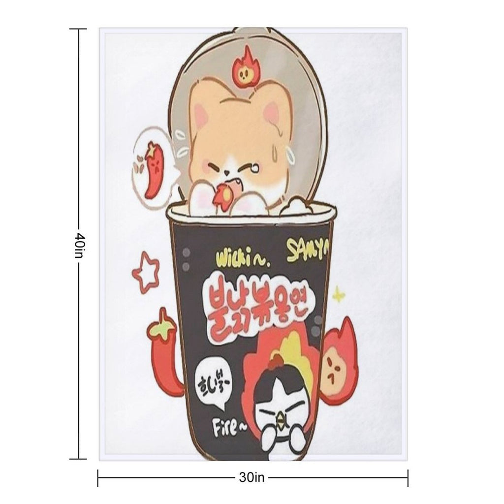 Buldak Korean Ramen Noodles Shiba Comfort Throw Blanket