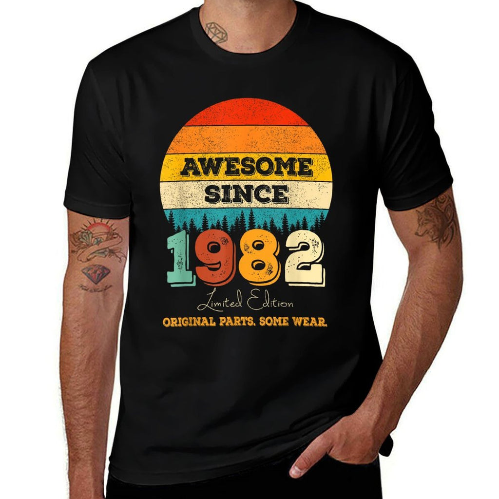 42 Year Old Original Parts Since 1982 Awesome 50th Birthday  Rolled Sleeves T-Shirt