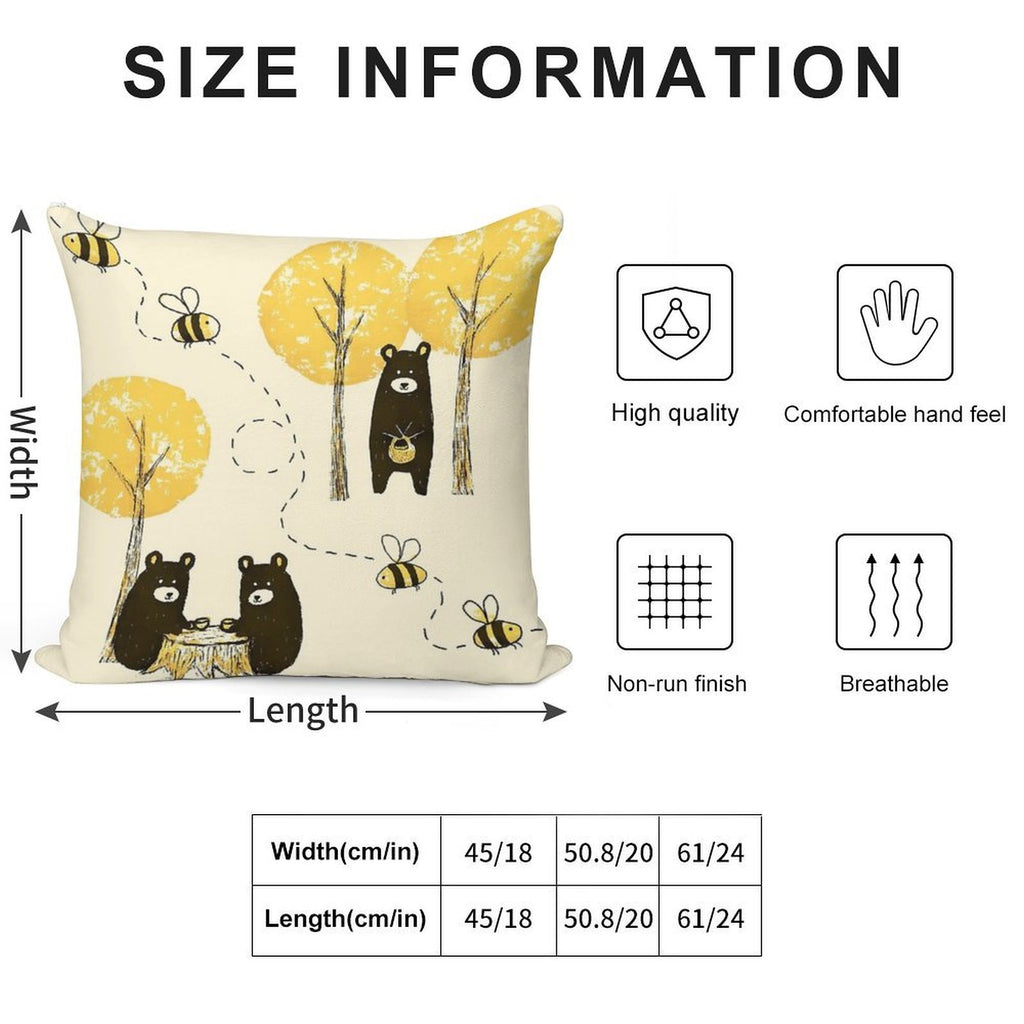 Bear Necessities Pattern Soft Anti-Pilling Throw Pillow