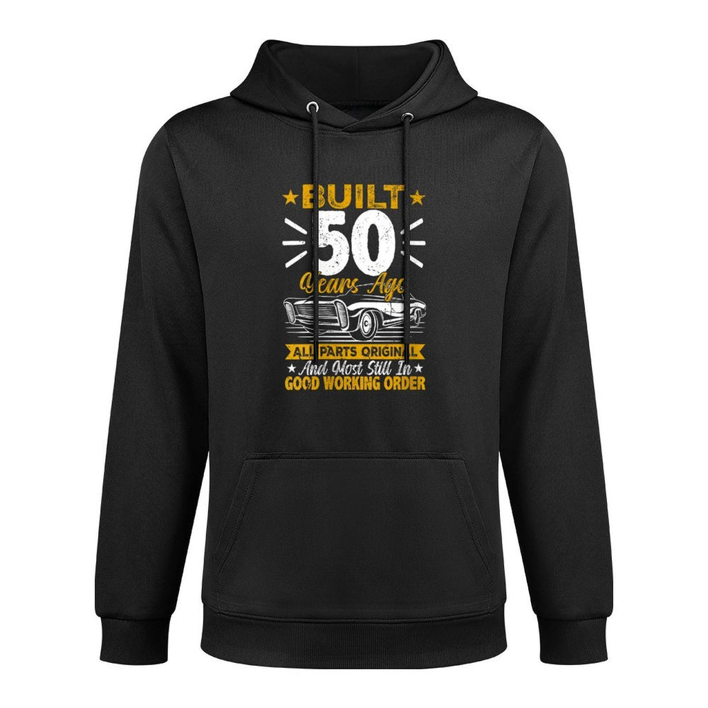 Womens Retro Built 50 Years Ago Funny 50th Birthday 50 Years Old Kangaroo Pocket Hoodie